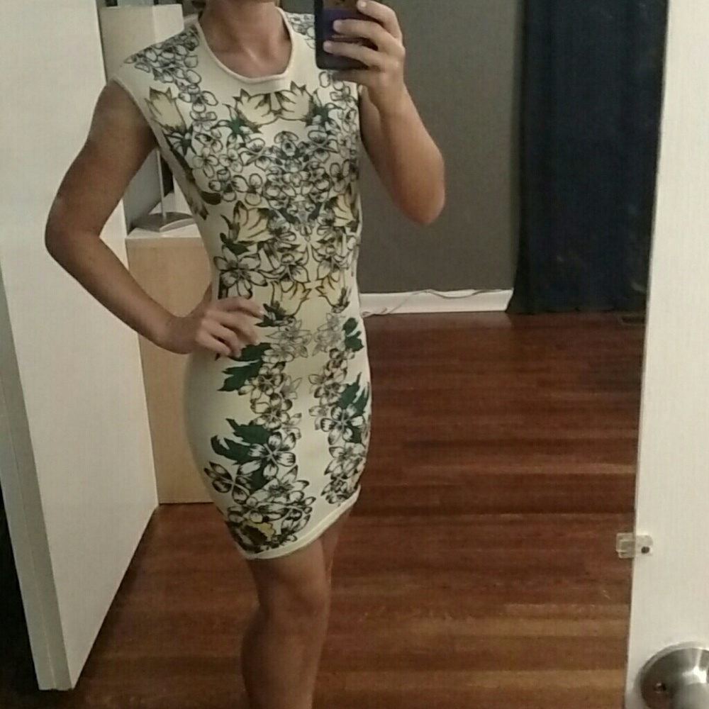 BCBG Ellena Luxe Floral Jacquard bodycon dress